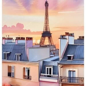 Eiffel Tower Detailed Watercolor Painting