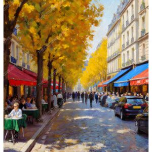 Paris Street Oil Painting with Visible Brush Strokes
