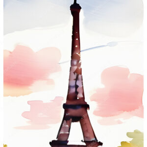 Abstract Eiffel Tower Watercolor Painting