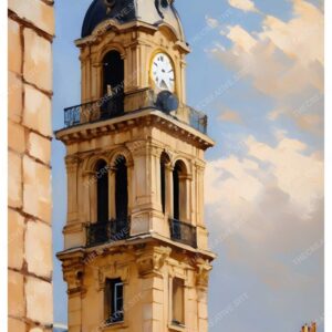 Ancient Wall Clock Paris Oil Painting