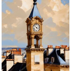 Ancient Wall Clock Paris Oil Painting