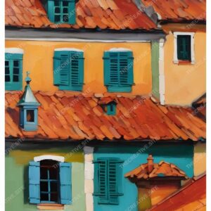 Bold Impasto Oil Painting of Vintage Parisian Building