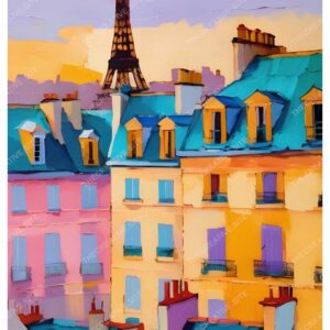 Bold Impasto Oil Painting of Vintage Parisian Building