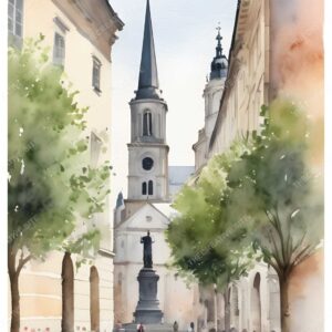 Tranquil Parisian Street in Watercolor