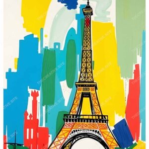 Abstract Colorful Patch Painting of Eiffel Tower
