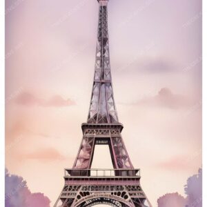 Detailed Eiffel Tower Watercolor Painting