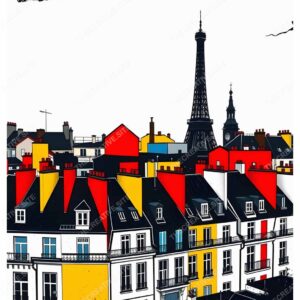 Black and White Parisian Building Painting