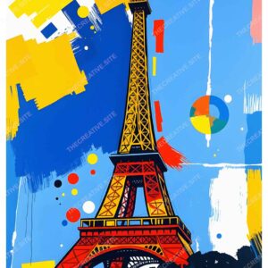 Abstract Colorful Patch Painting of Eiffel Tower