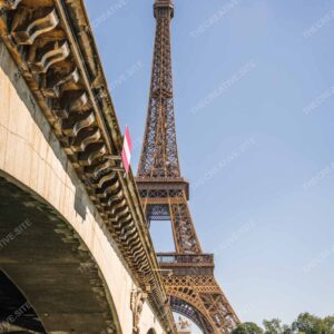 Eiffel Tower Full View with Paris River Bridge