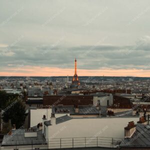 Paris Rooftops and Eiffel Tower at Dusk