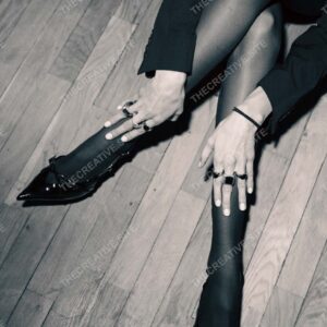 Parisian Black Heels, Rings and Blazer Glam