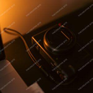 Cinematic Black Camera in Paris Studio Light