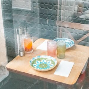 Paris Café Window View Of Set Table