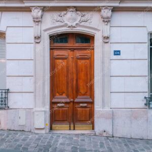 Warm Wooden Parisian Door With Carved Stone Frame