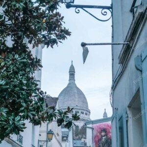 Dome Framed By Montmartre Alleyway And Lamp