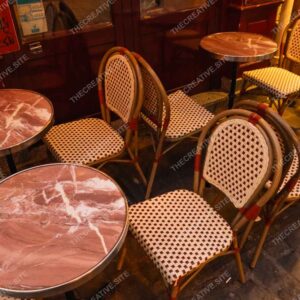 Classic Paris Bistro With Marble Tables