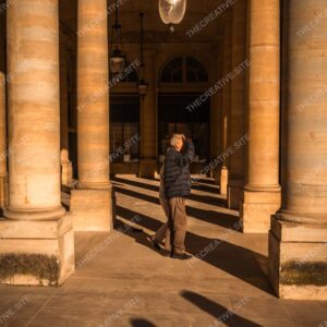 Golden Columns Of Parisian Palace In Warm Sunlight