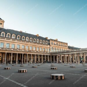 Palais Royal Colonnades And Striped Columns At Blue Hour