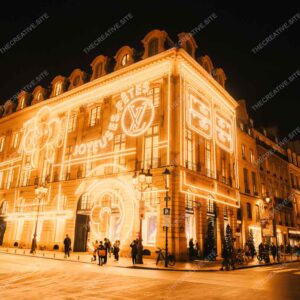Louis Vuitton Paris Flagship Store Illuminated At Night