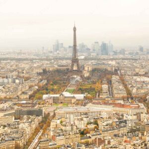 Aerial View Of Eiffel Tower And Paris Cityscape