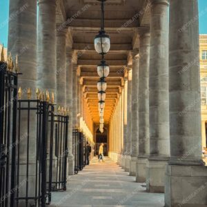 Paris Colonnade Walkway With Hanging Lanterns