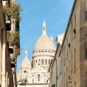 Montmartre Street View With Sacré-Coeur Dome