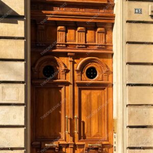 Carved Wooden Parisian Door With Balustrade