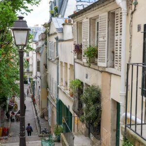 Calm Paris Street with Graffiti