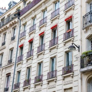 Parisian Building with Window Patterns