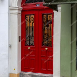 Paris Red Wooden Door Number 31 Arc Entrance