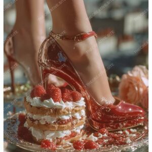 Sexy Legs in Red Heels with Cake