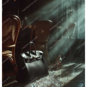 Parisian Cafe Luxury Bag & Vintage Chair Poster