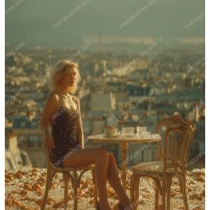 Paris Cafe Sparkle Croissant Chic Poster