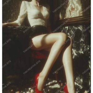 Paris Cafe Red Heels & Croissants Poster