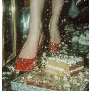 Paris Cafe Red Stud Heels & Cake Poster