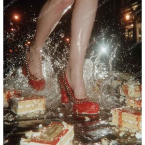 Paris Cafe Red Stud Heels, Cake & High-End Fashion Glamour Poster