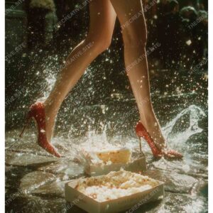 Paris Cafe Red Stud Heels, Cake & High-End Fashion Glamour Poster