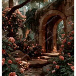 Dreamy Paris Stone Arc with Roses and Greenery