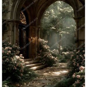 Dreamy Paris Stone Arc Entrance with Roses and Greenery
