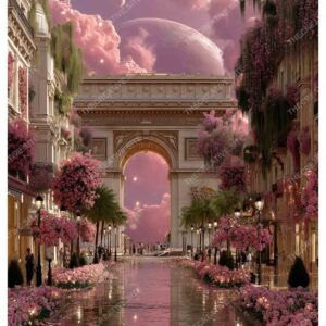 Dreamy Arc de Triomphe with Pink Roses