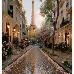 Eiffel Tower Evening Reflection in Paris