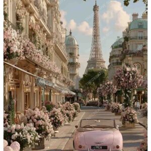 Paris Pink Convertible Eiffel Street