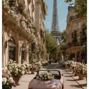 Paris Pink Convertible Eiffel Street