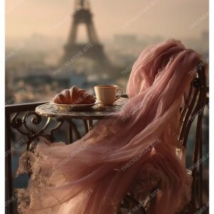 Paris Dream: Morning Silk, Coffee & Croissant with Eiffel View