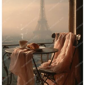 Paris Dream: Morning Silk, Coffee & Croissant with Eiffel View