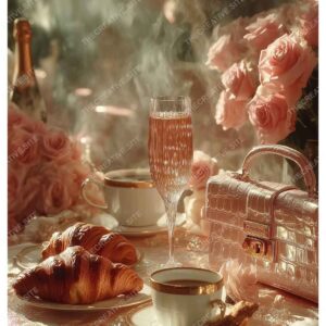 Paris Pink Champagne Breakfast Elegance