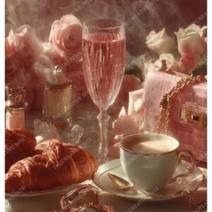 Paris Pink Champagne Breakfast Elegance