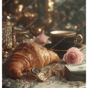 Paris Luxury: Croissant, Coffee & Gold Morning