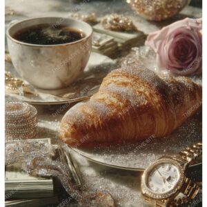 Paris Luxury: Croissant, Coffee & Gold Morning