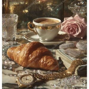 Paris Luxury: Croissant, Coffee & Gold Morning